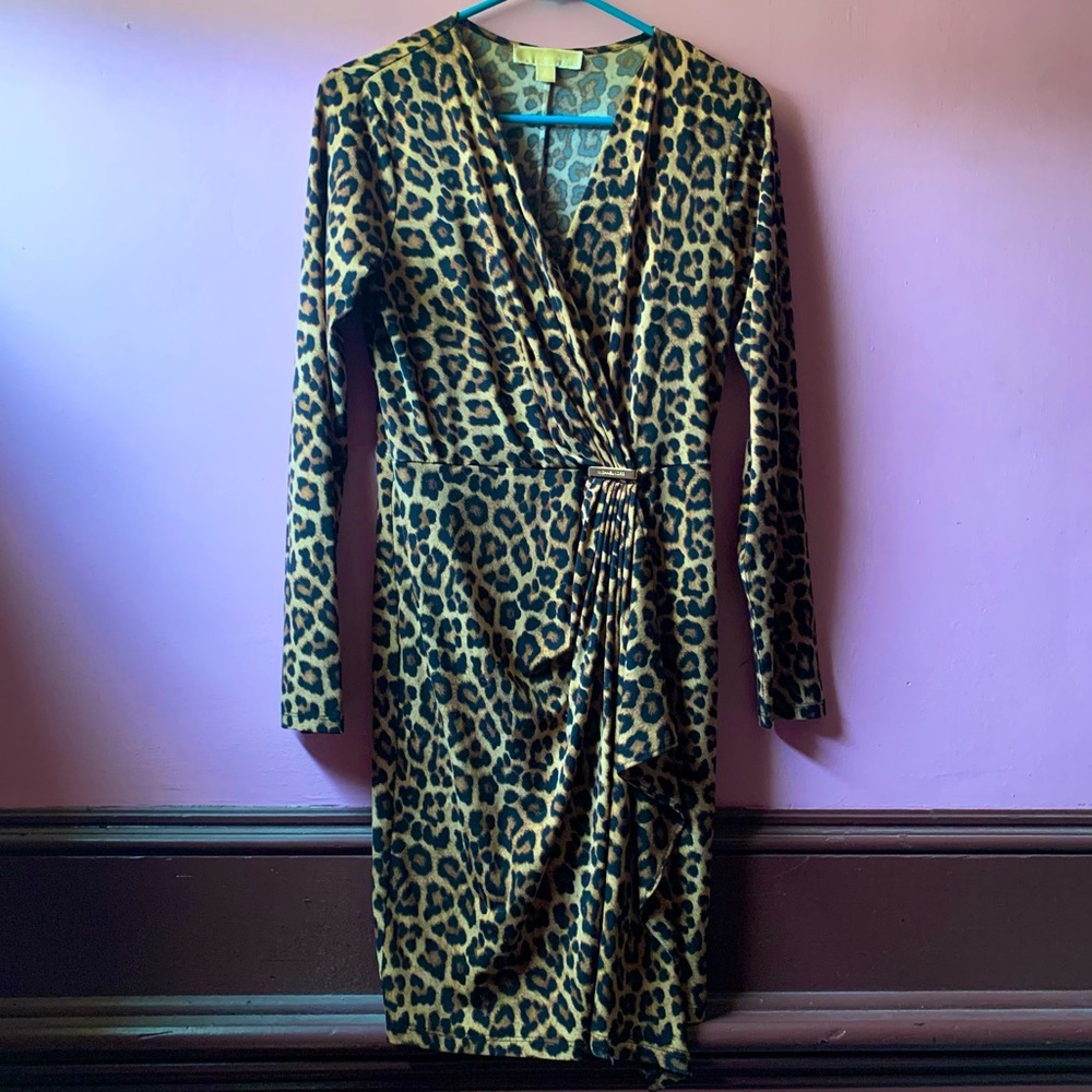 Size S Michael Kors Leopard Print Dress Gold